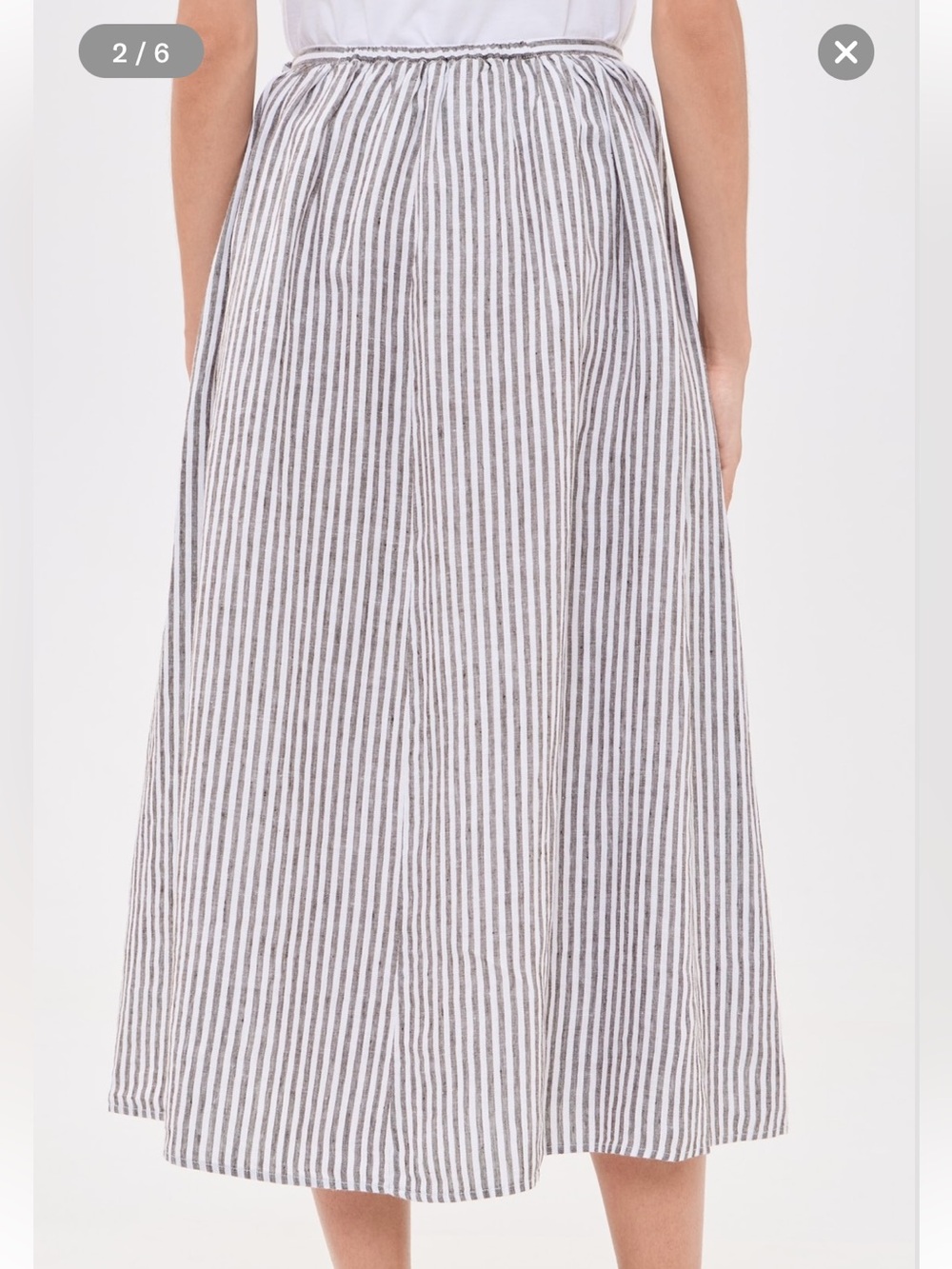 Alex Mill Striped White and Brown Gathered Midi Skirt - Picture 2 of 6